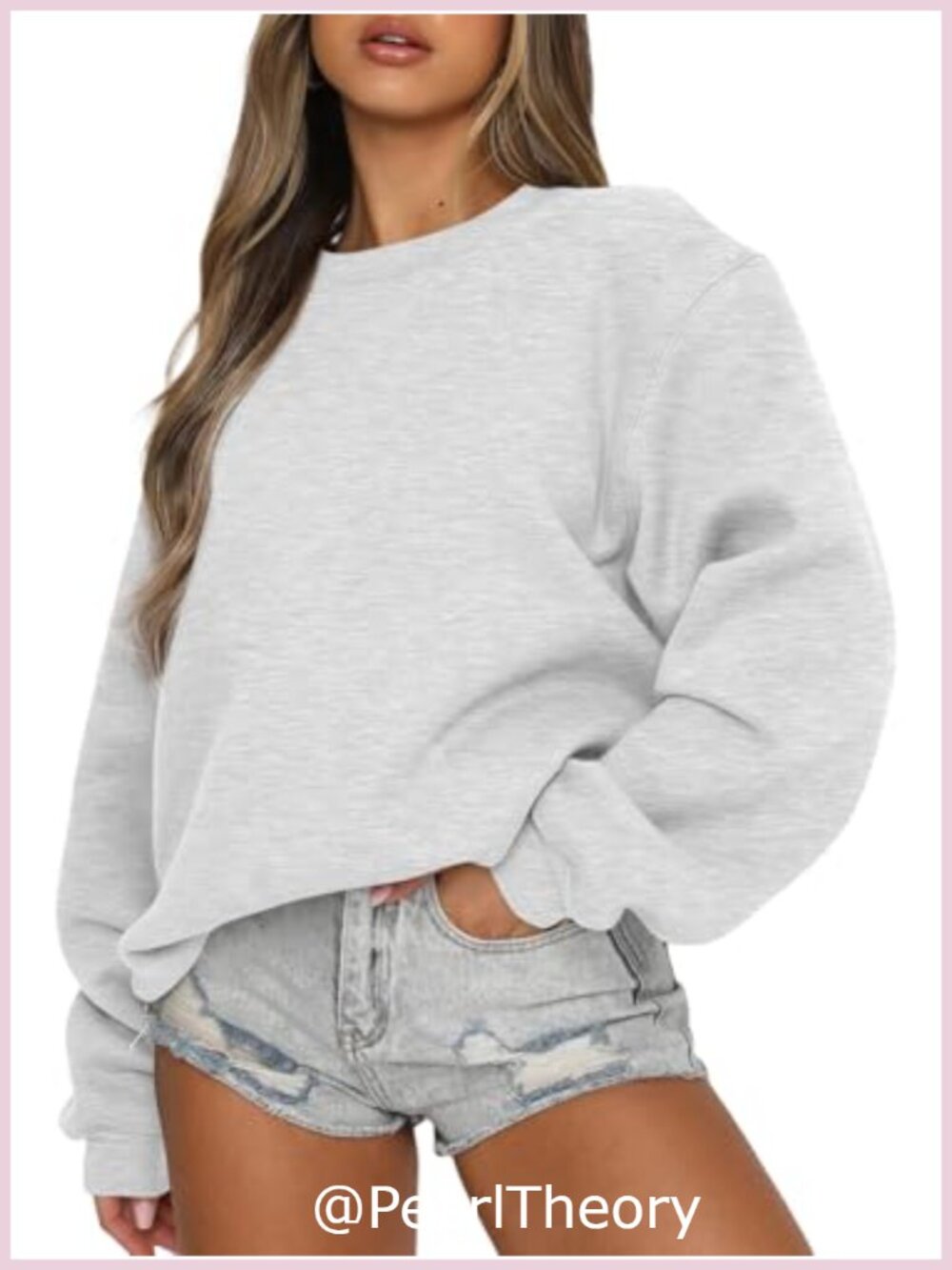 Womens Oversized Crewneck Fleece Sweatshirt Y2K Pullover
